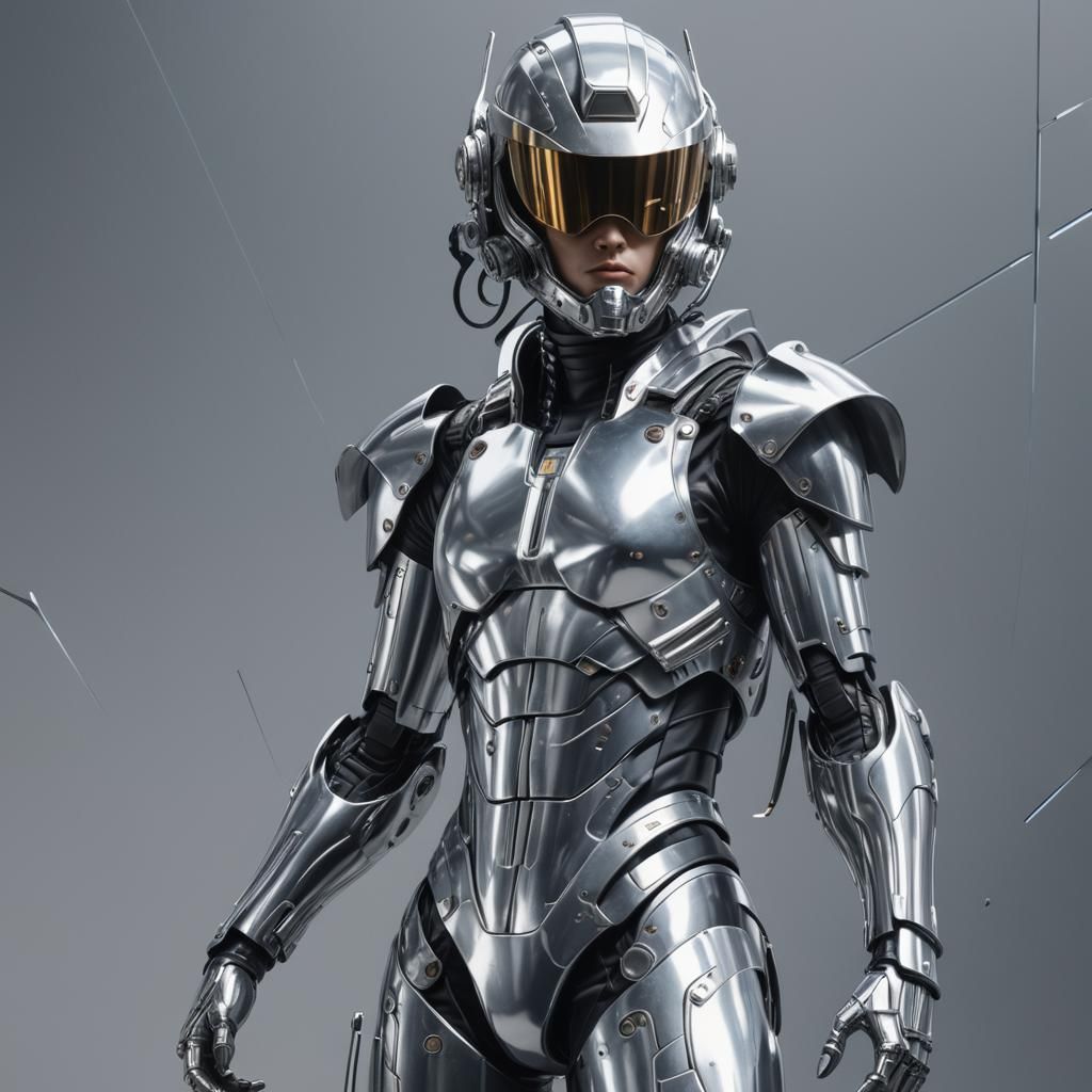 hajime sorayama retro 80s sci-fi futurism cyberpunk metallic...