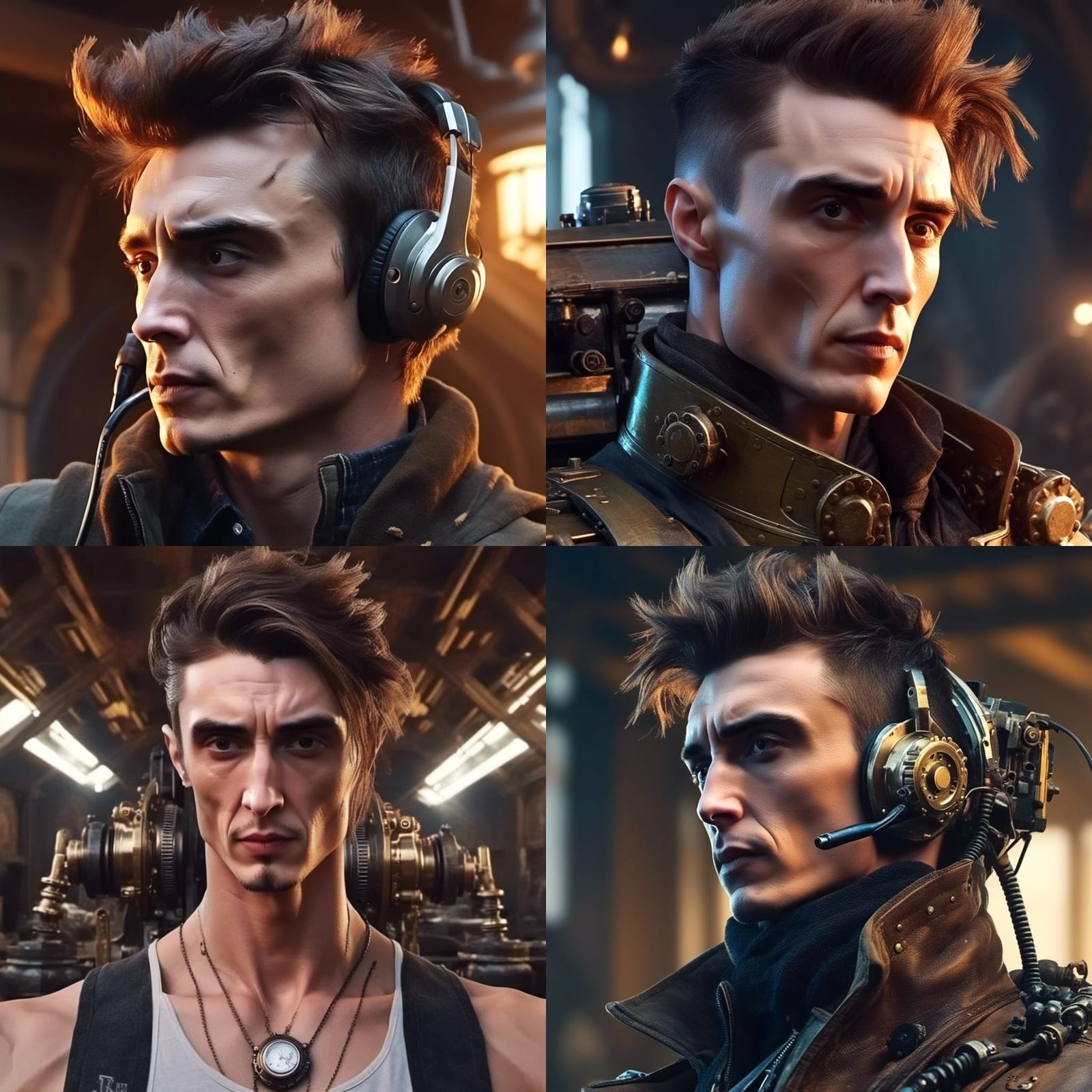 <lora:My Face:1.0> steampunk engine head and shoulders portr...