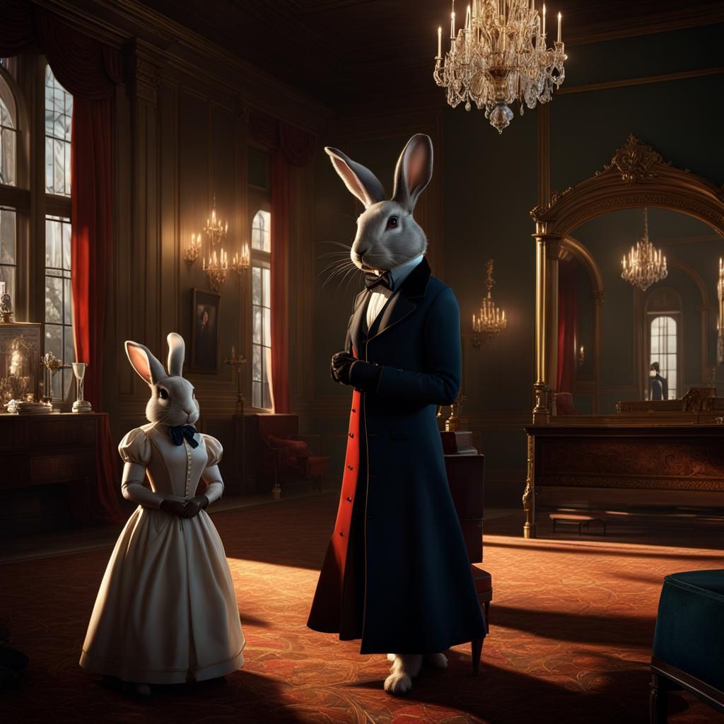 Film Noir Rabbit Detective in Grimdark Style