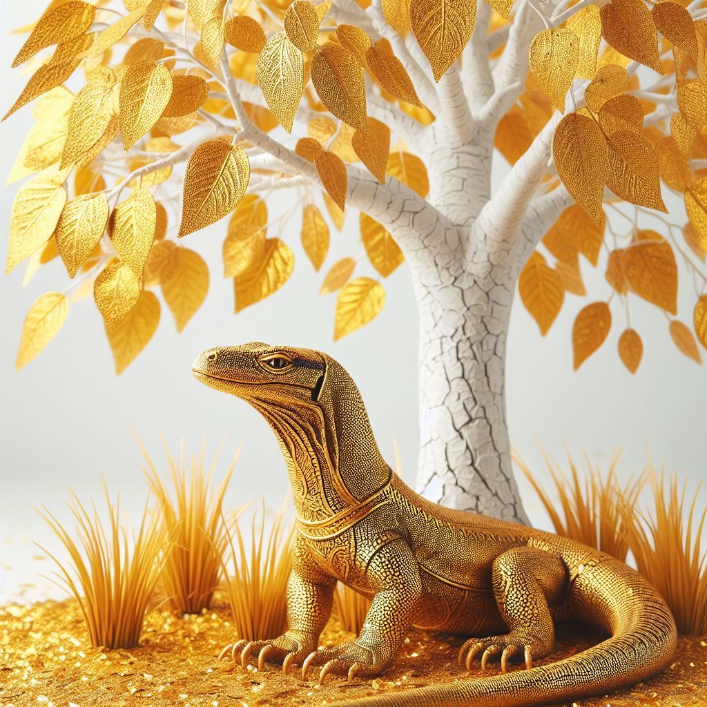 A Beautiful Golden Komodo Dragon