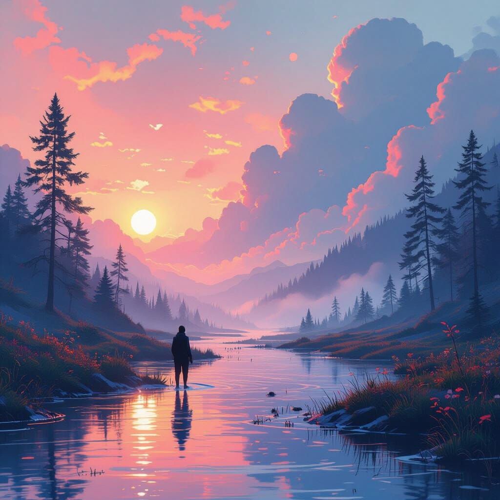 Dreamlike Ethereal Scene with Intricate Textures