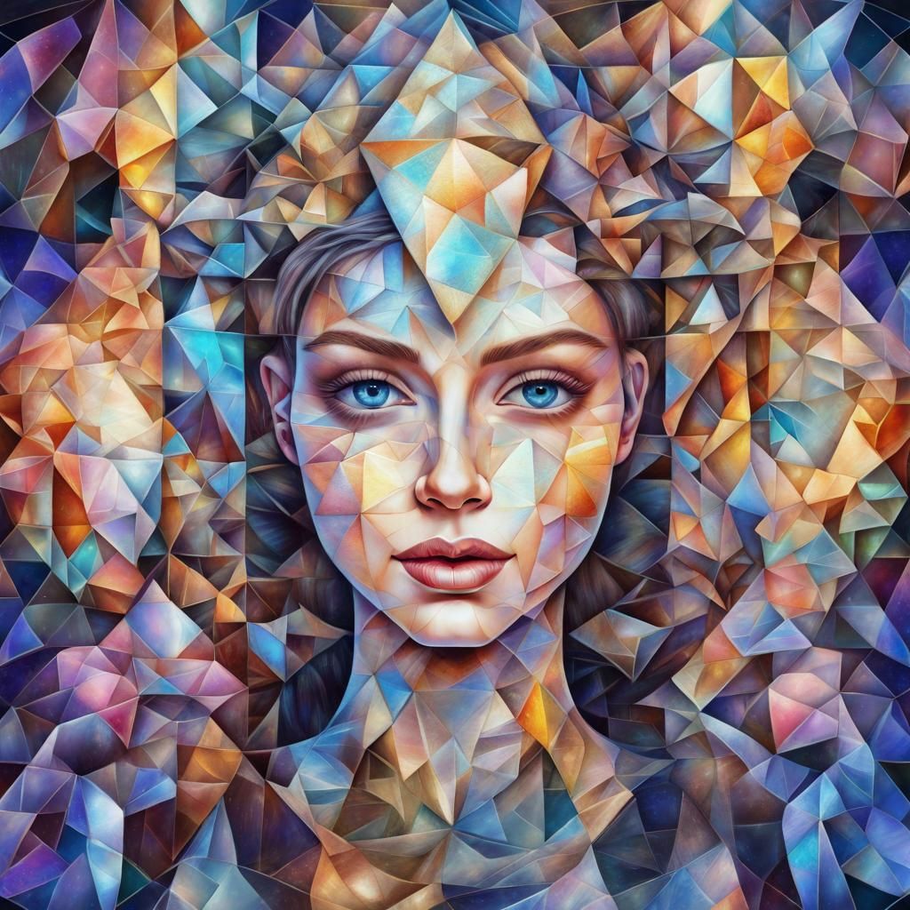 Patchwork Portrait of the Face of a Beautiful Princess holographic ...