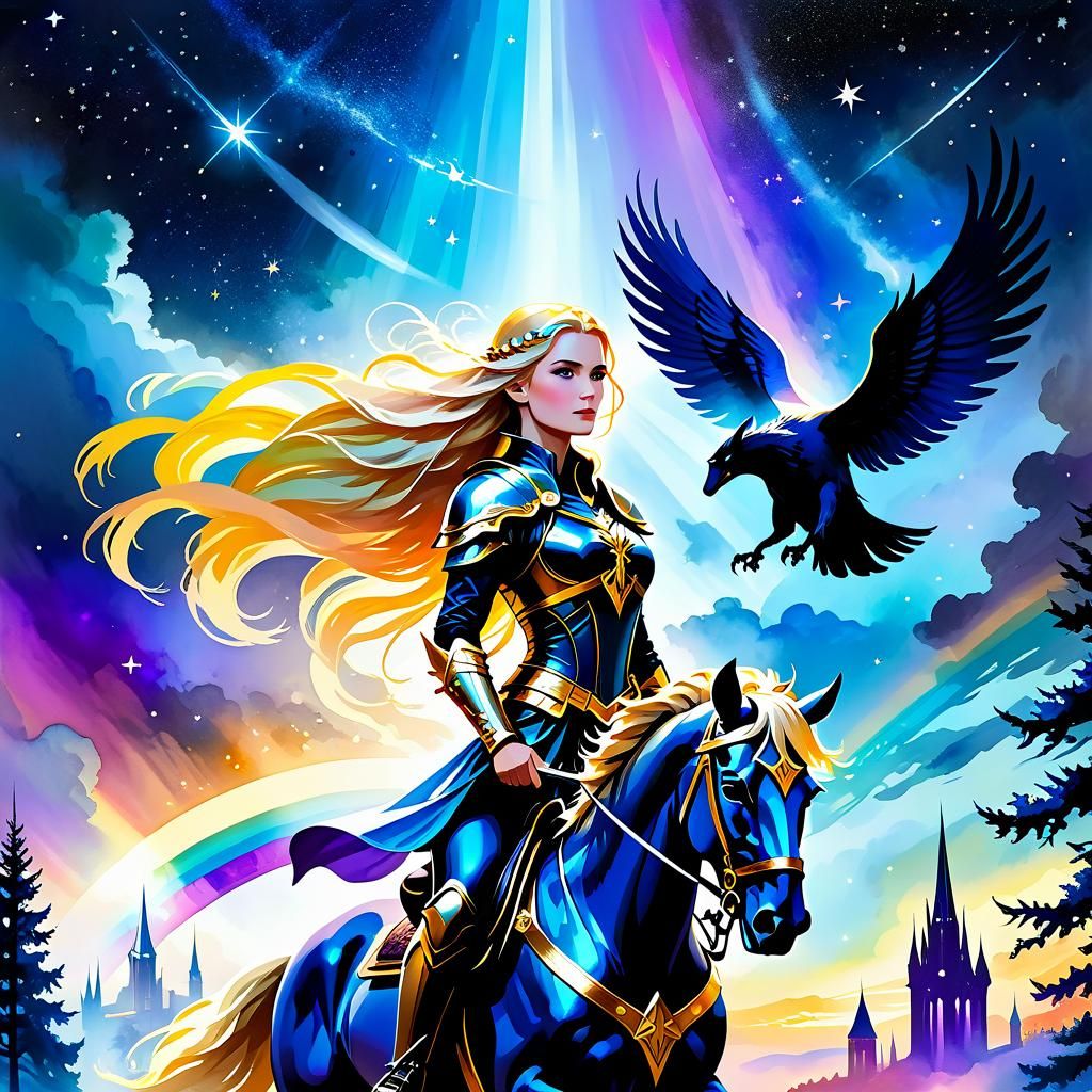 Valkyrie's Celestial Descent - AI Generated Artwork - NightCafe Creator