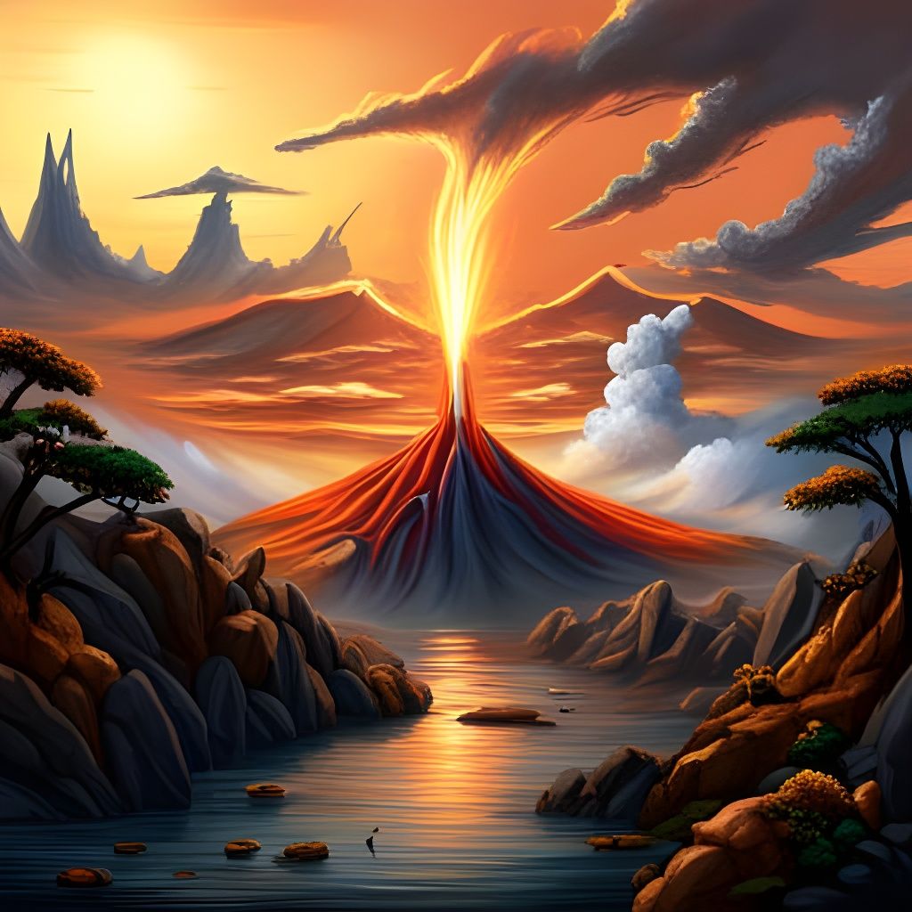 Volcano giving birth to a smoke dragon  by @Jefar Lame 