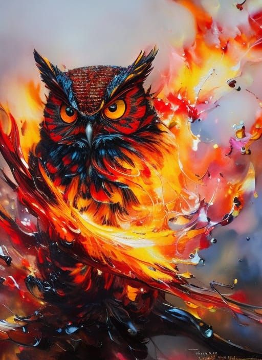 Owl of Flames  by @NIGHTBEARD