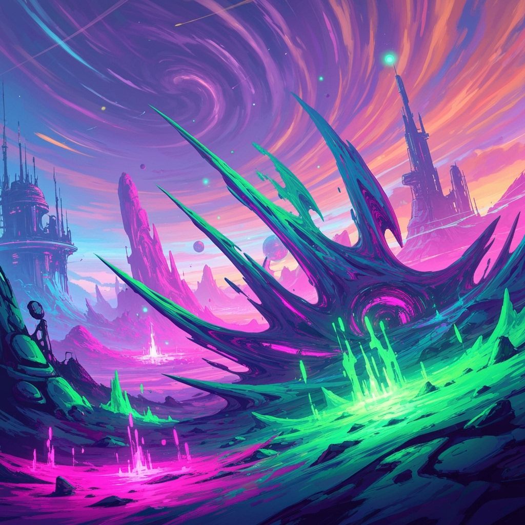 Vibrant Surreal Landscape as Digital Art