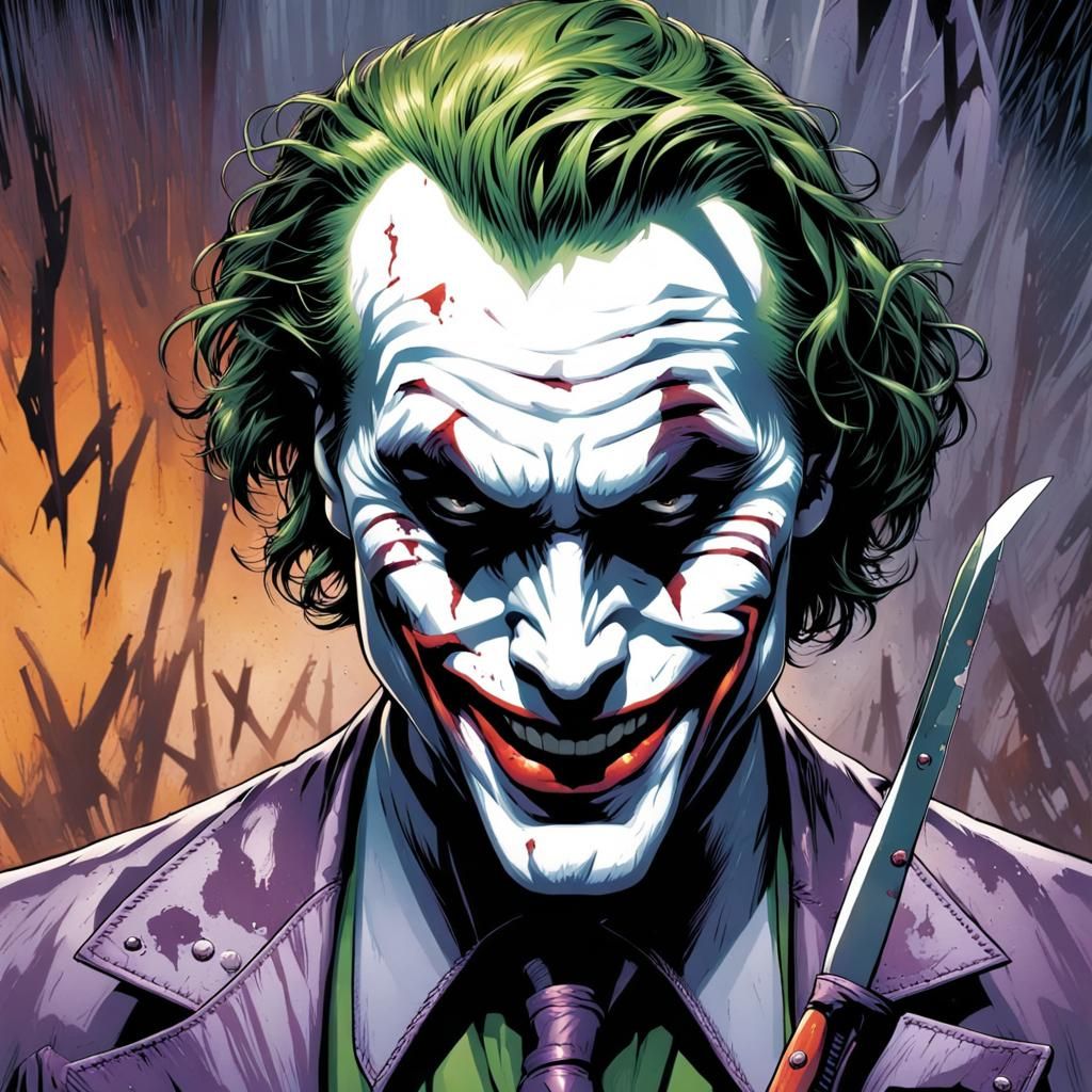 The Joker Bi polar manic psychopath knifes knives - AI Generated ...
