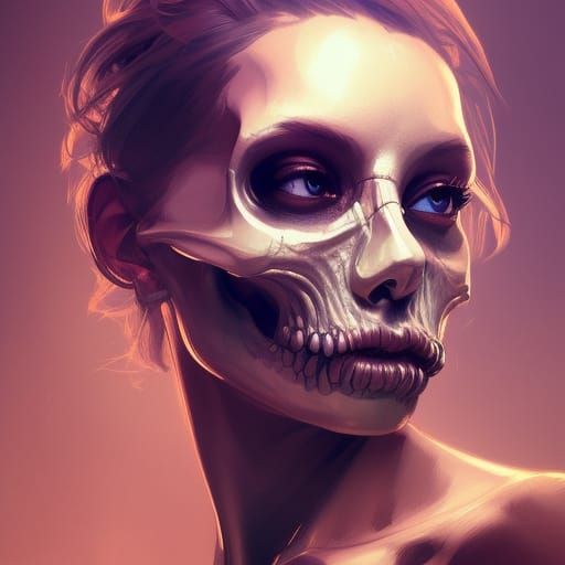 skull head and shoulders portrait, 8k resolution concept art...