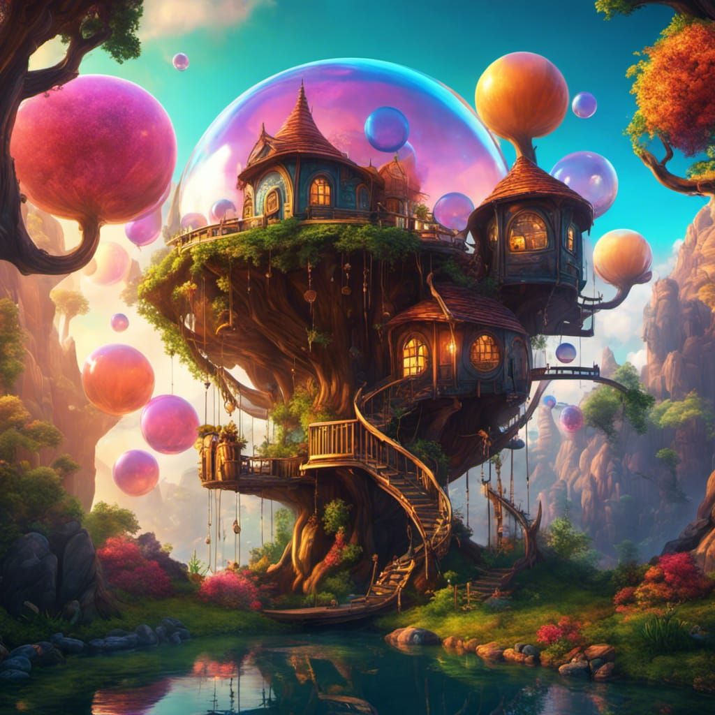 Bubble treehouse - AI Generated Artwork - NightCafe Creator