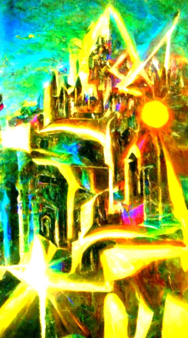 Medieval Castle hyperdetailed surrealism futurism back lit s...