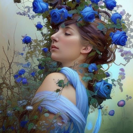 Secret flower garden quantum blue roses