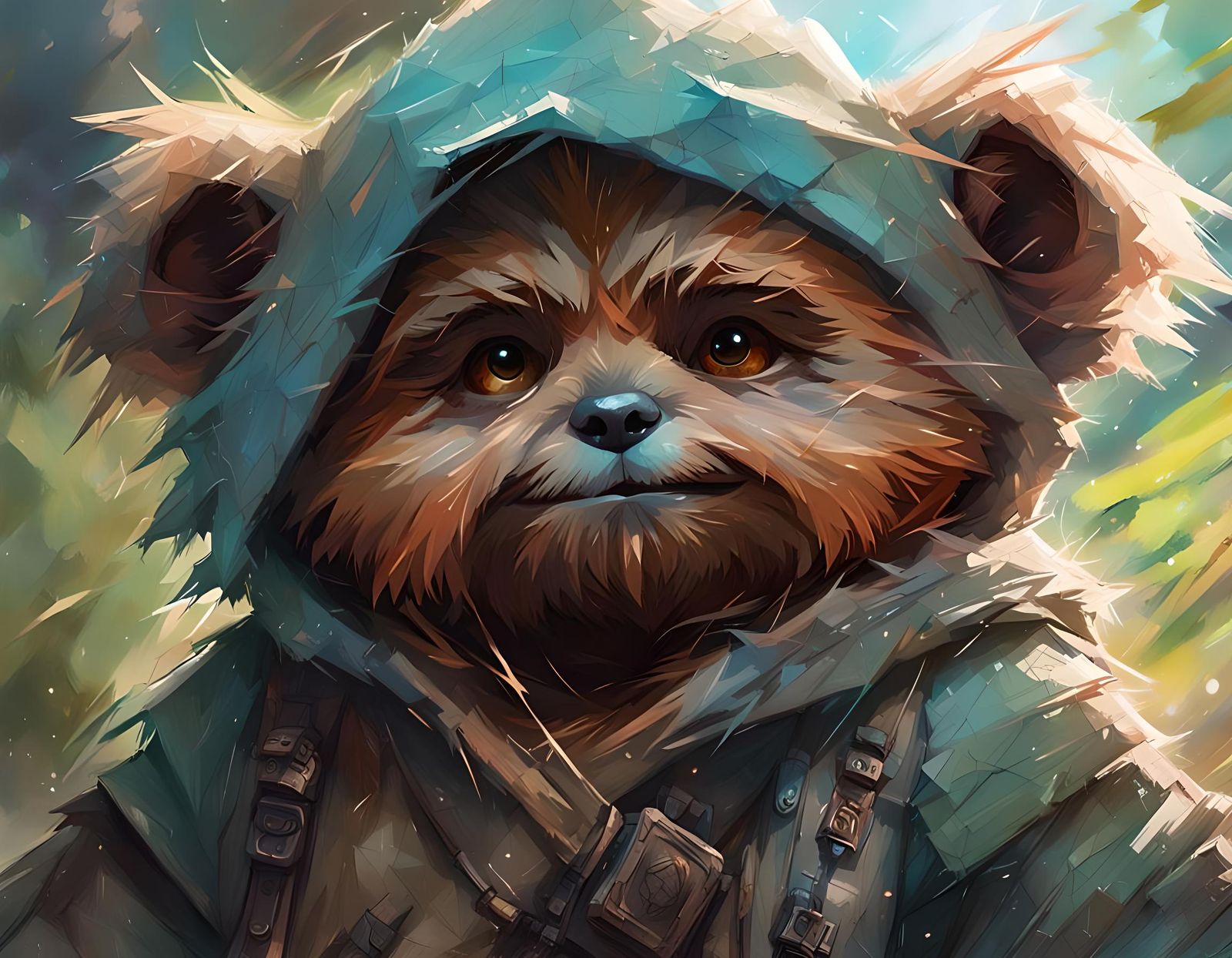 Closeup portrait of an adorable happy ewok on a sunny day - AI ...