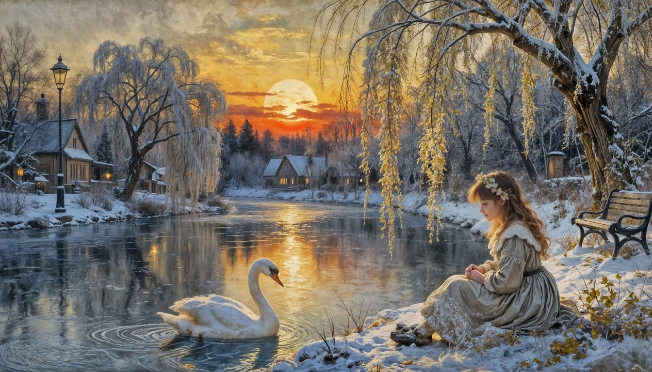  Winter evening by the river