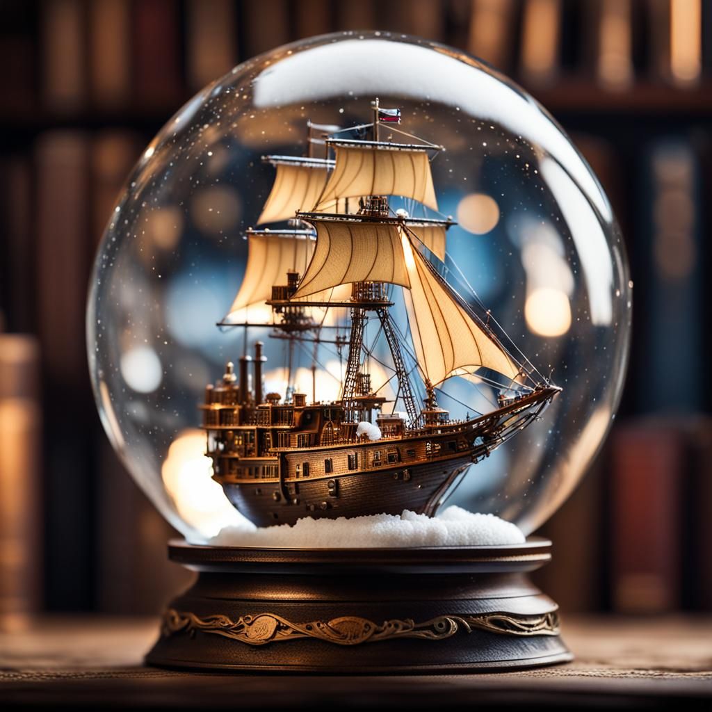 Sail Ship Snow Globe  by @sasha