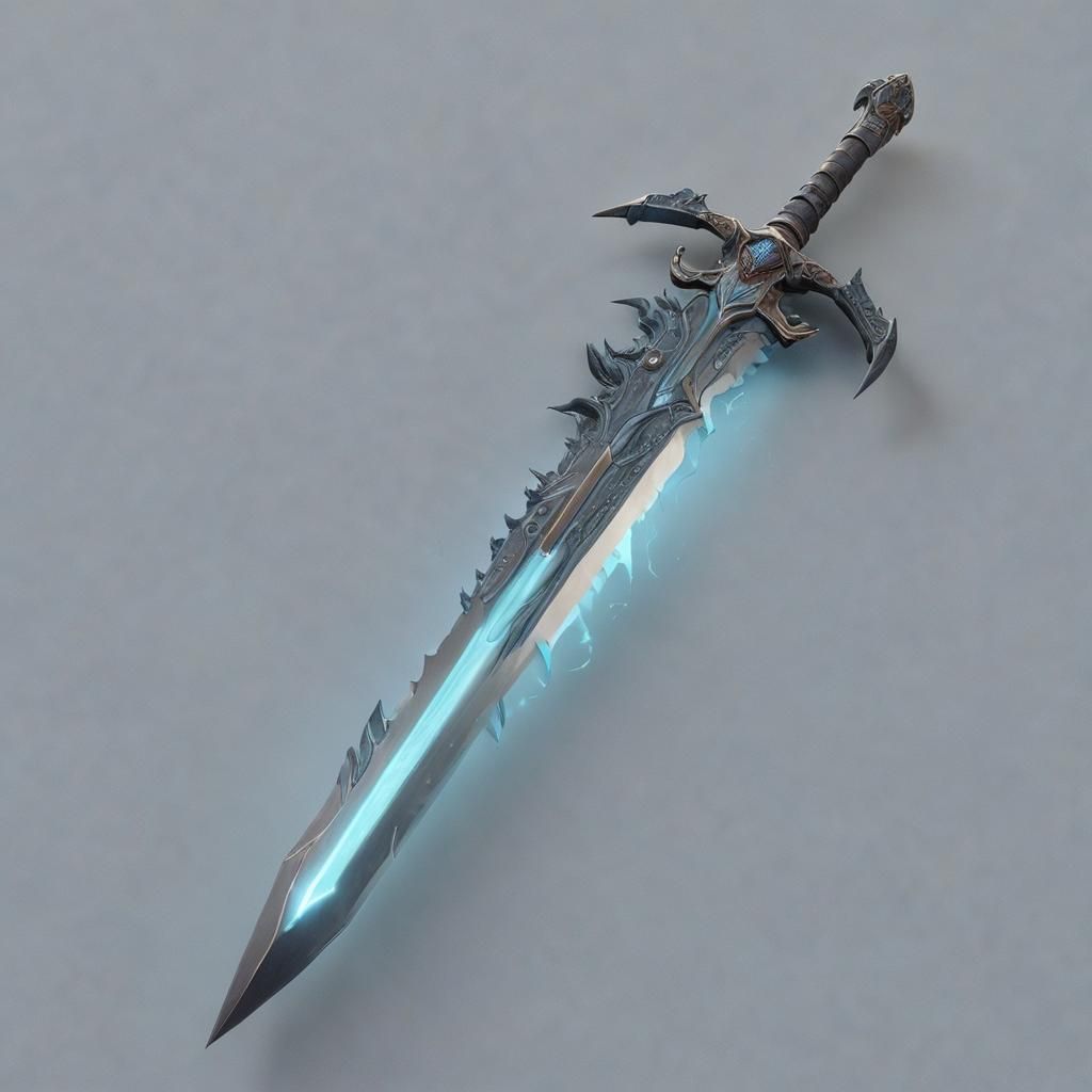 a stunning magic sword, videogame asset, fantasy, beautiful ...