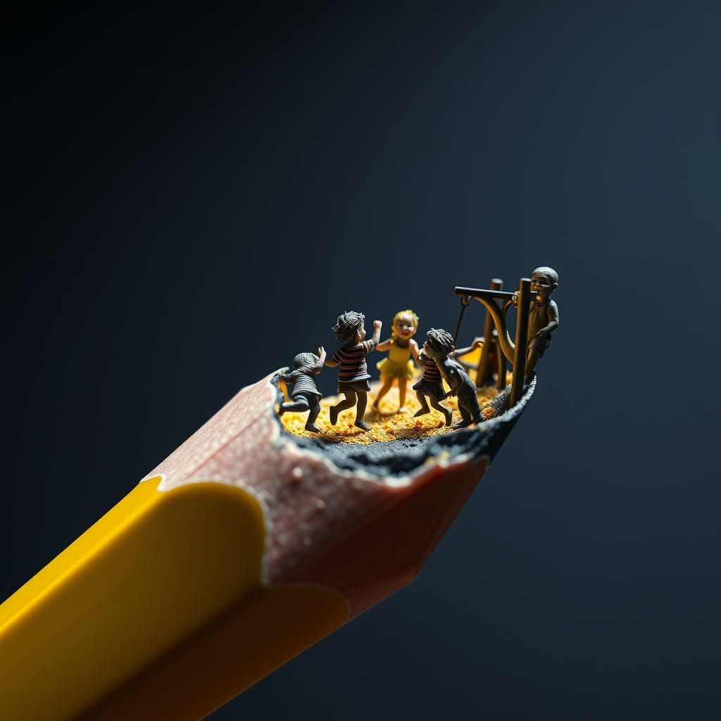 diorama of a scene of kids playing  by @Ben Talmadge