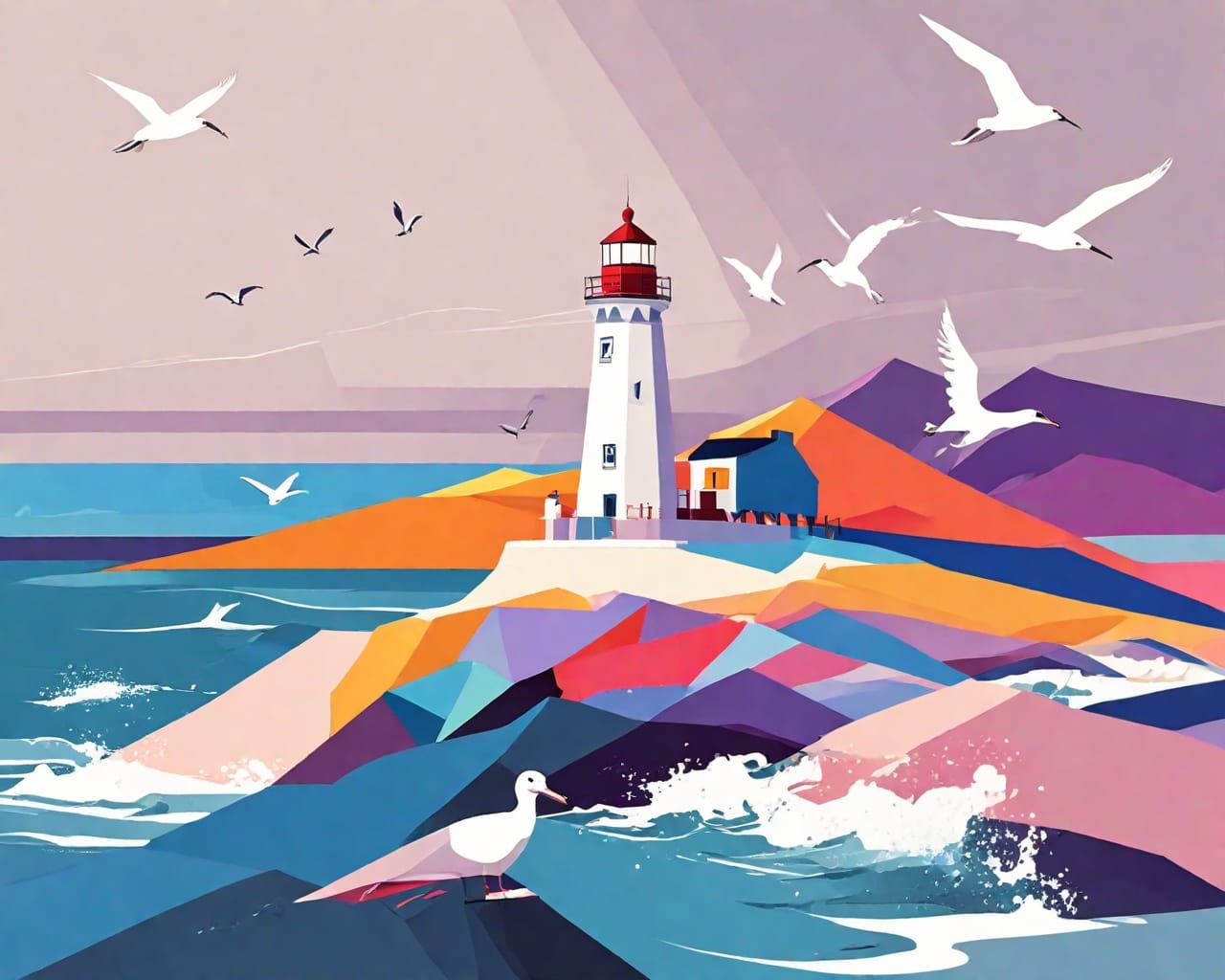 Lighthouse. Abstract scene.