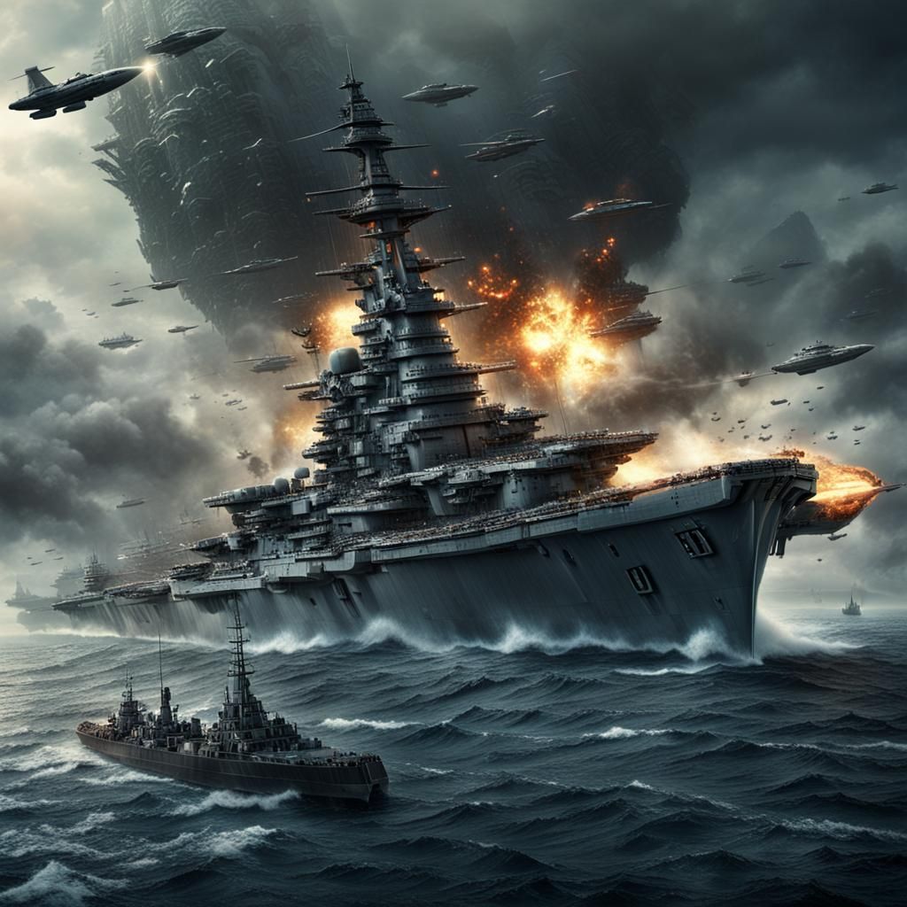 Battleship at war Epic cinematic brilliant stunning intricat...