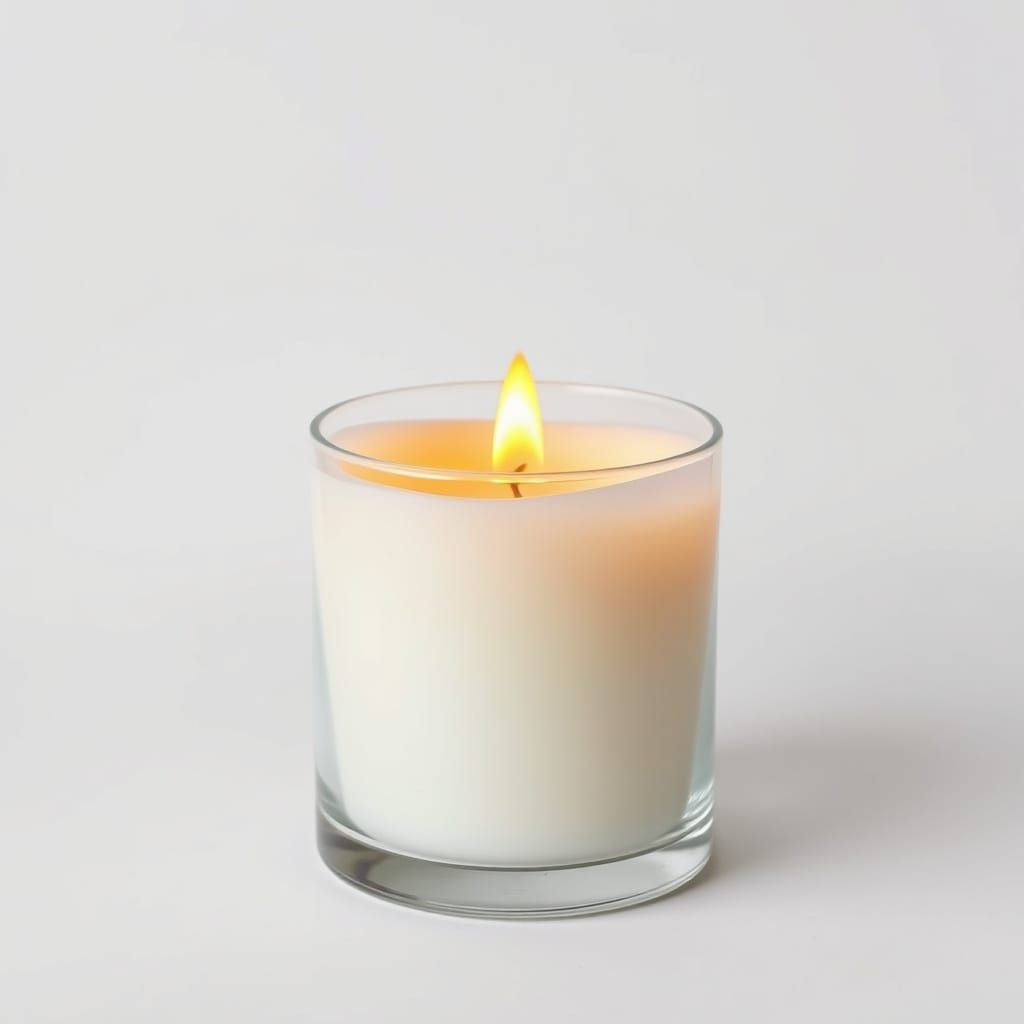 Minimalist Candlelight in Glass Holder, Photorealistic Style