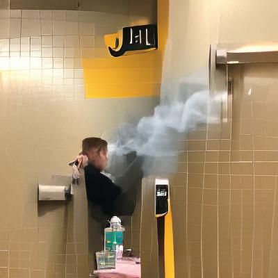 J.B vaping in the girl's bathroom