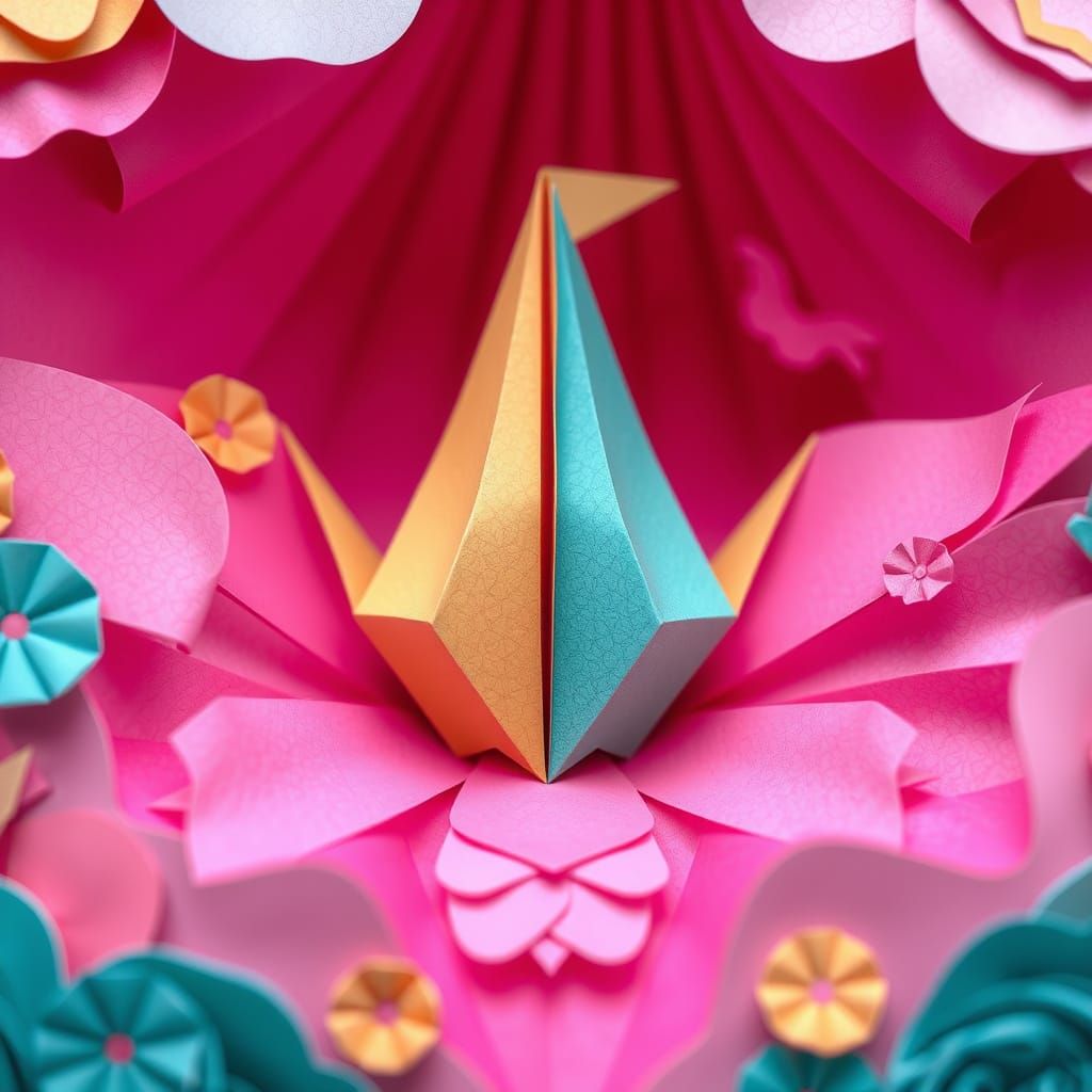 Intricate Origami Paper Folds Papercraft in 8K