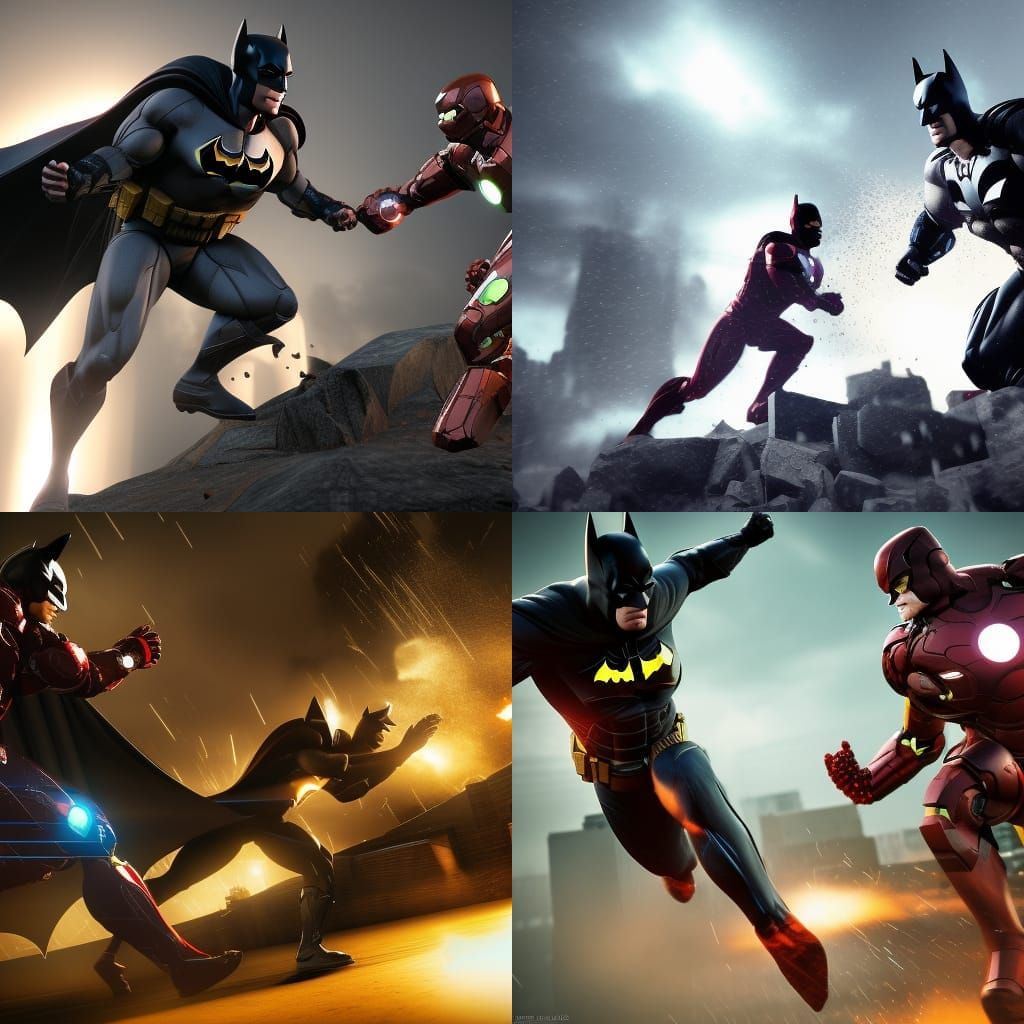 Batman fighting ironman