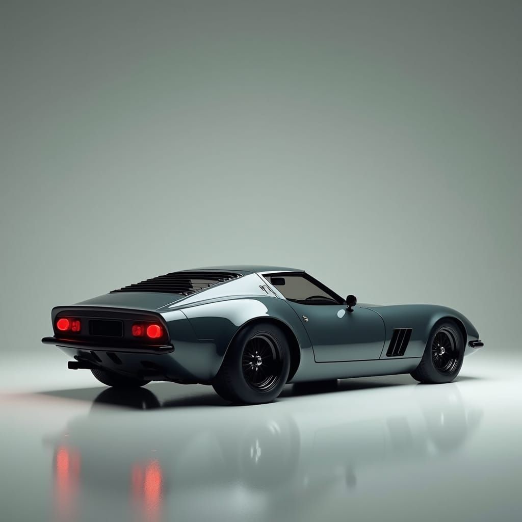 realistic image of a 1980's sports car in a studio setting
