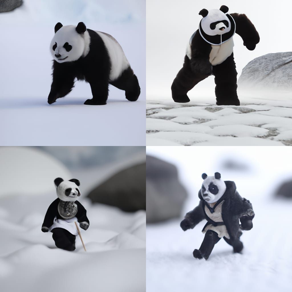 Giant Panda Dressed in Ninja Suit striding across a White Moonscape, by  Lord Elboron - AI Generated Artwork - NightCafe Creator