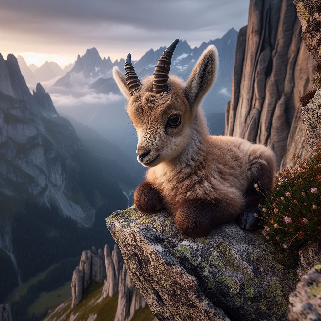 Alpine ibex kid, French peaks
