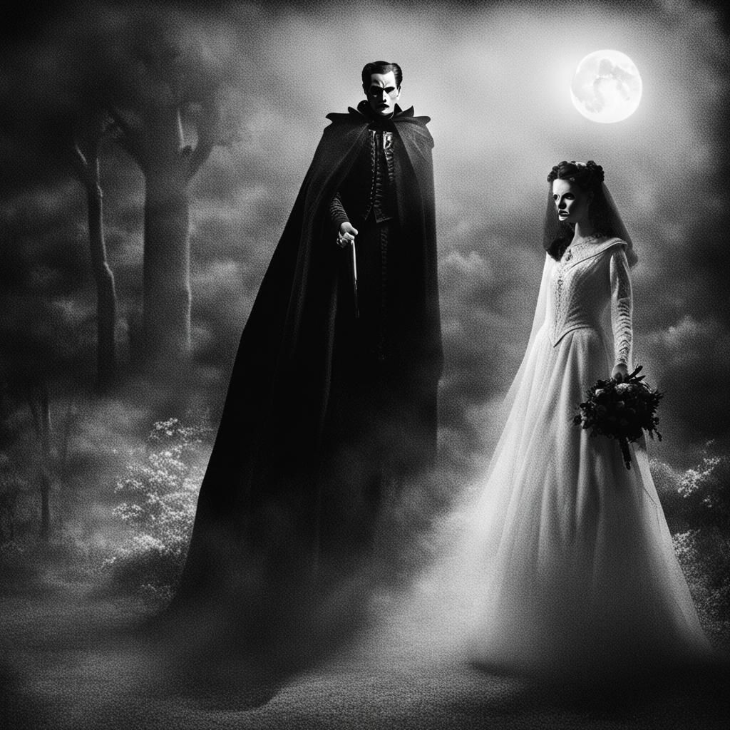 The shadowy figure of Dracula. the brides of Dracula. high c...