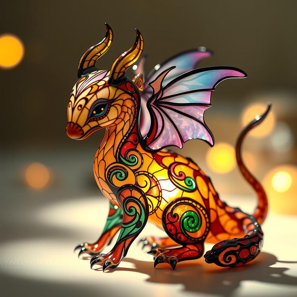 Enameled glass dragon
