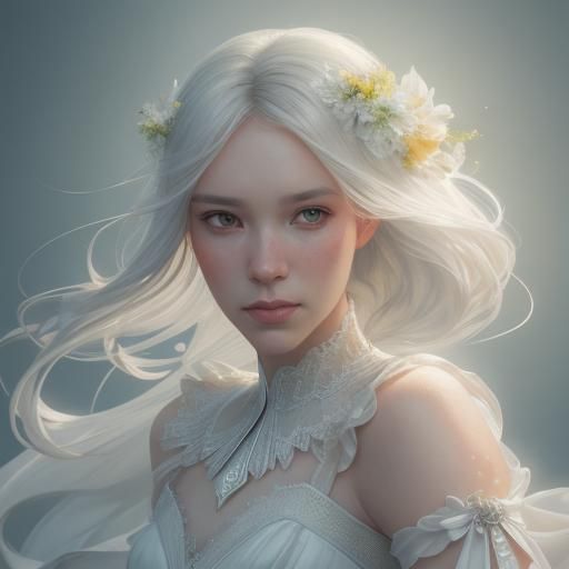 Elegant White Horse with Bridal Elements, Hyperdetailed Art