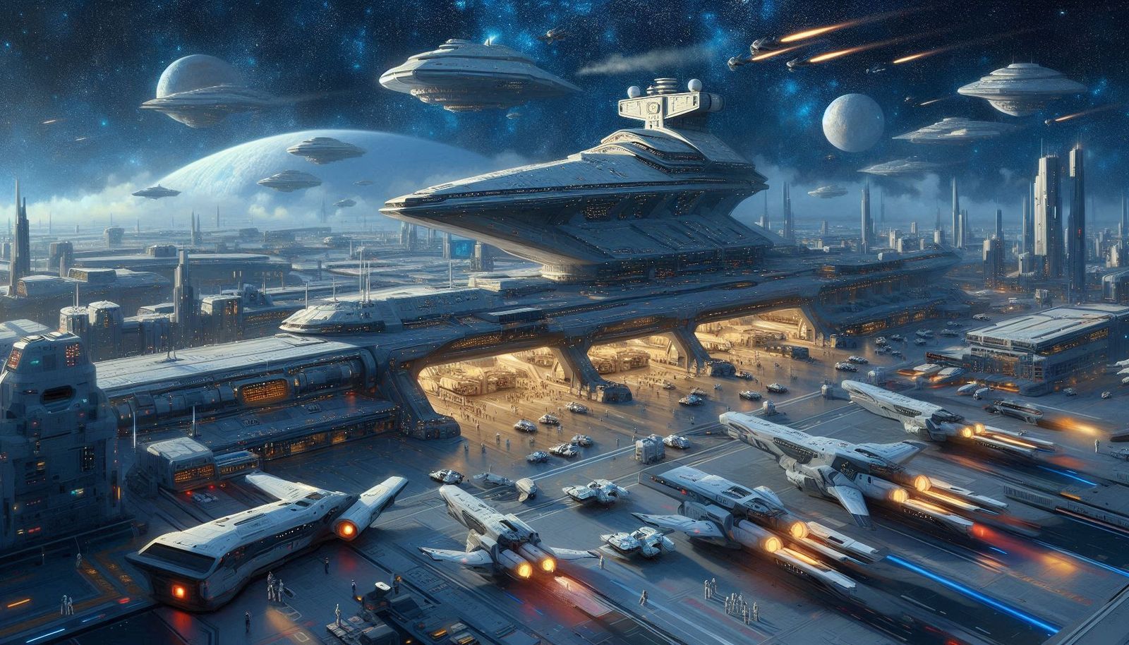 A Bustling Space Port