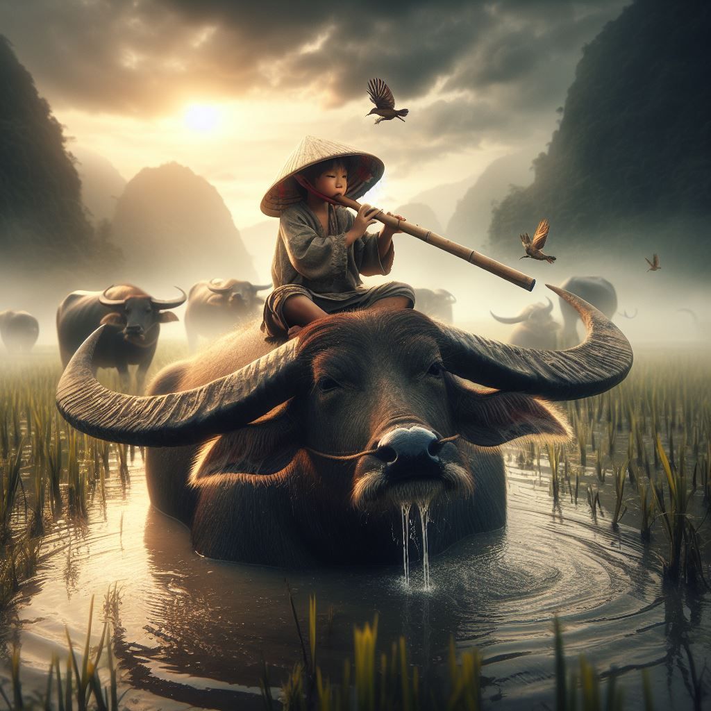 Boy on Water Buffalo