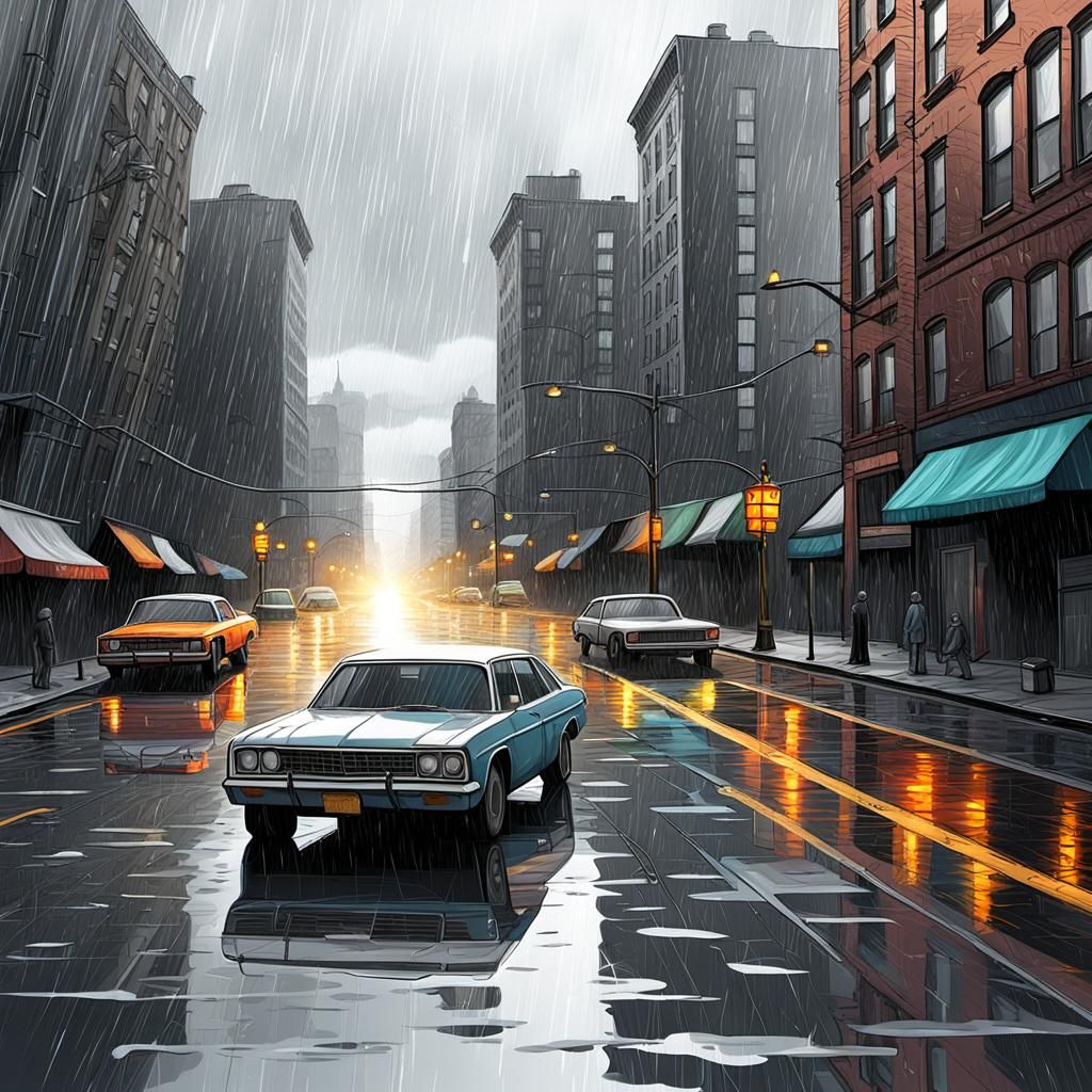 Bronx Street Scene in 70s Abstract Vector Art