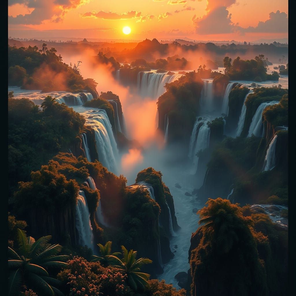 Sunset in Iguazu Falls  by @True Lightbearer