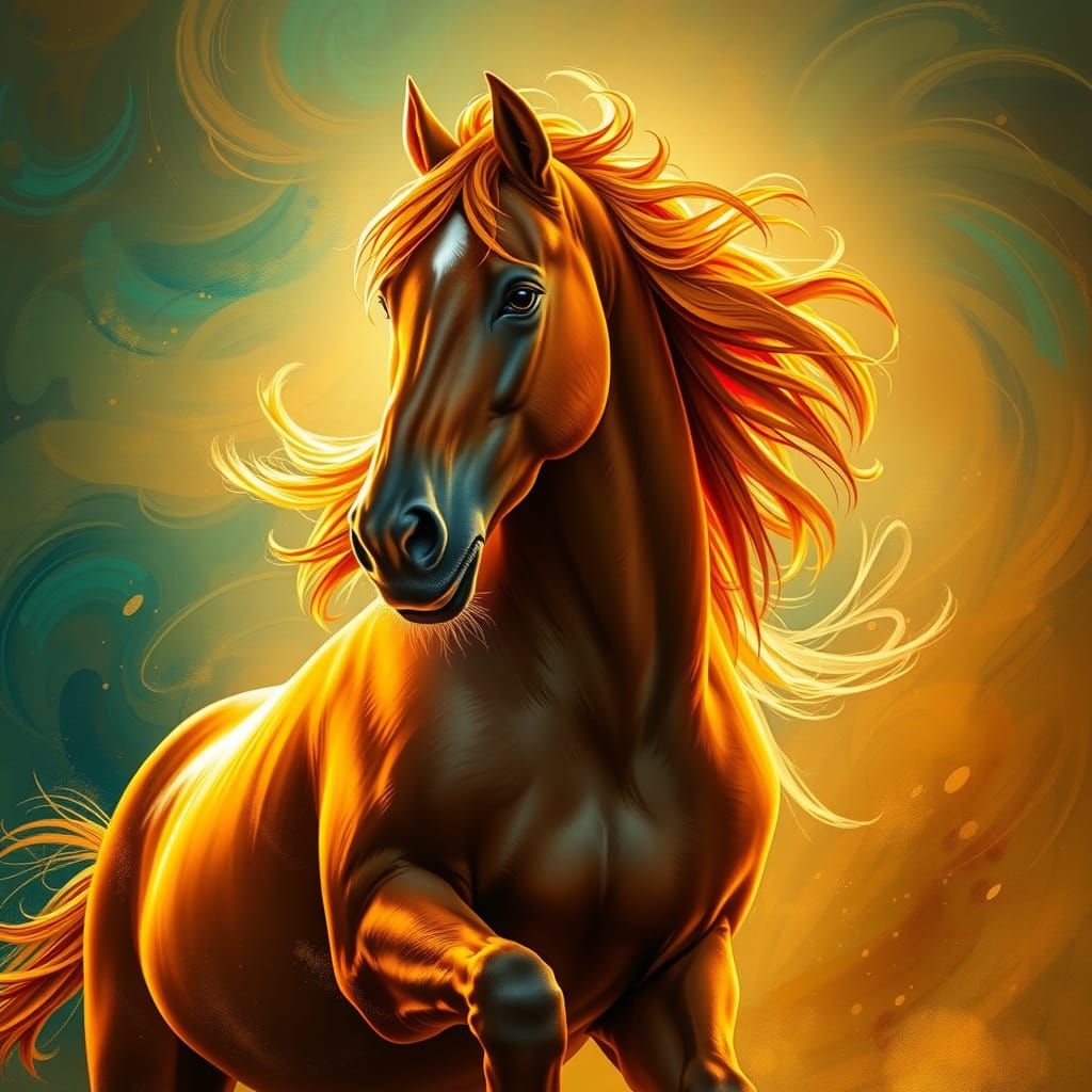 Majestic Stallion in Fantasy Landscape: Hyperrealistic Art