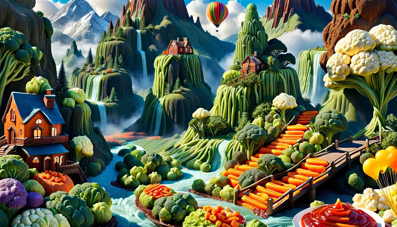 Surreal Food Fantasy World in Hyperdetailed Style