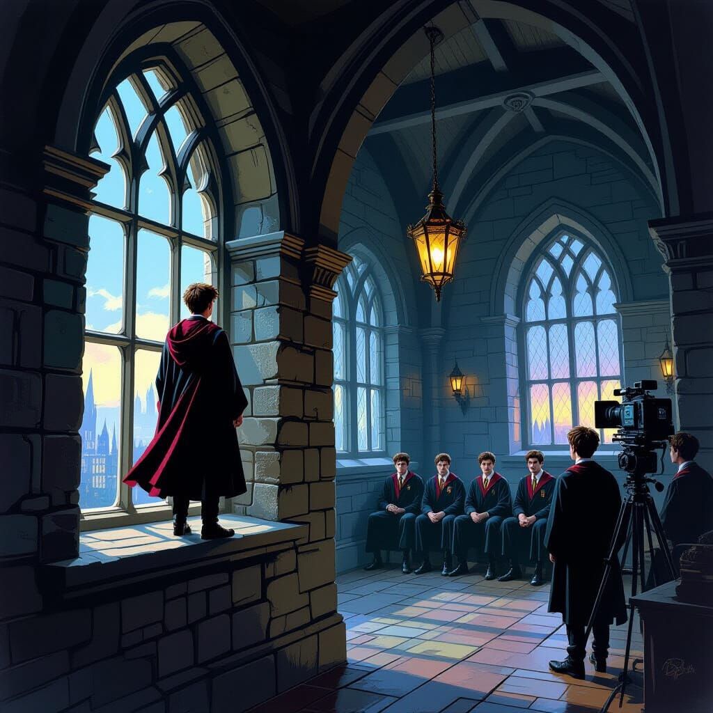 Harry Potter Jumps From Tower in Cinematic Fantasy Concept A...