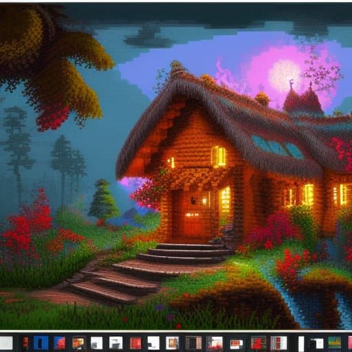 cottage pixel art - AI Generated Artwork - NightCafe Creator