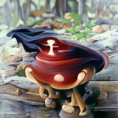 Adorable cartoon wiccan mushroom
