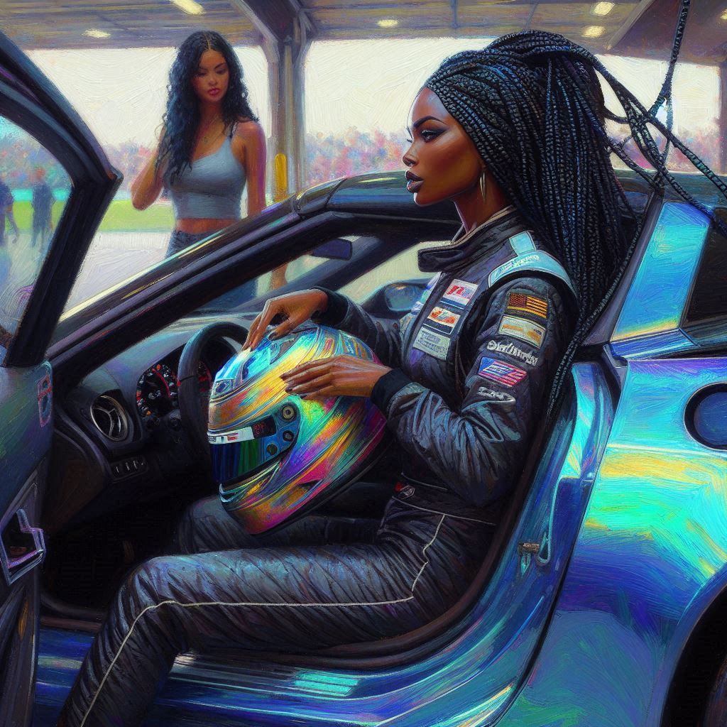 "That was the easy part" as she gets out of the car winning the race