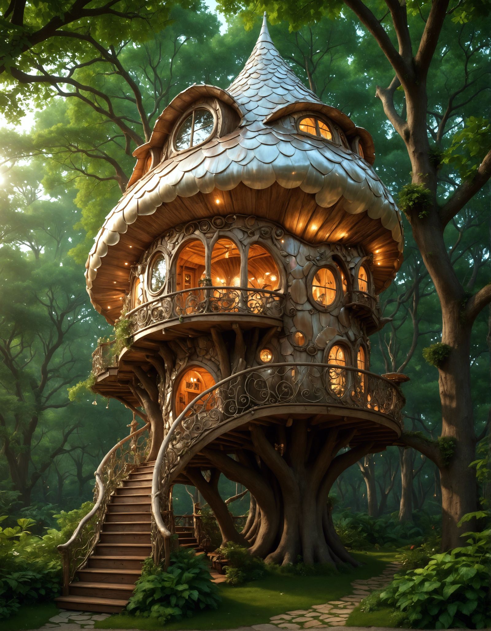 Mother of pearl treehouse  by @Noquelle