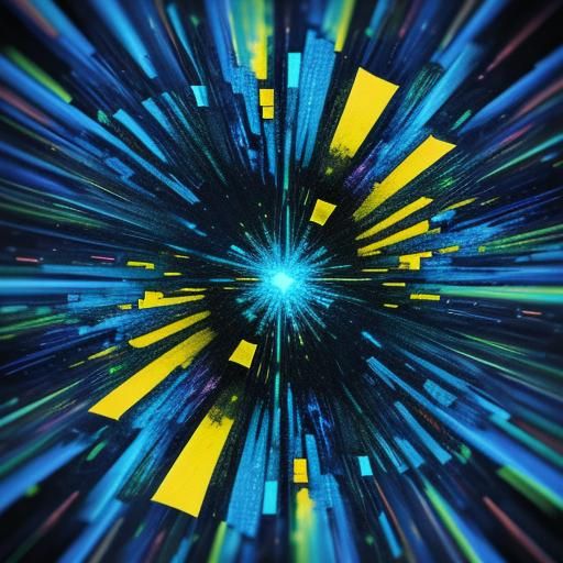 yellow and blue macro photography glitchcore digital illustr...