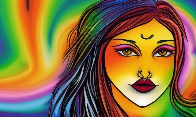 rainbow heart woman face pretty