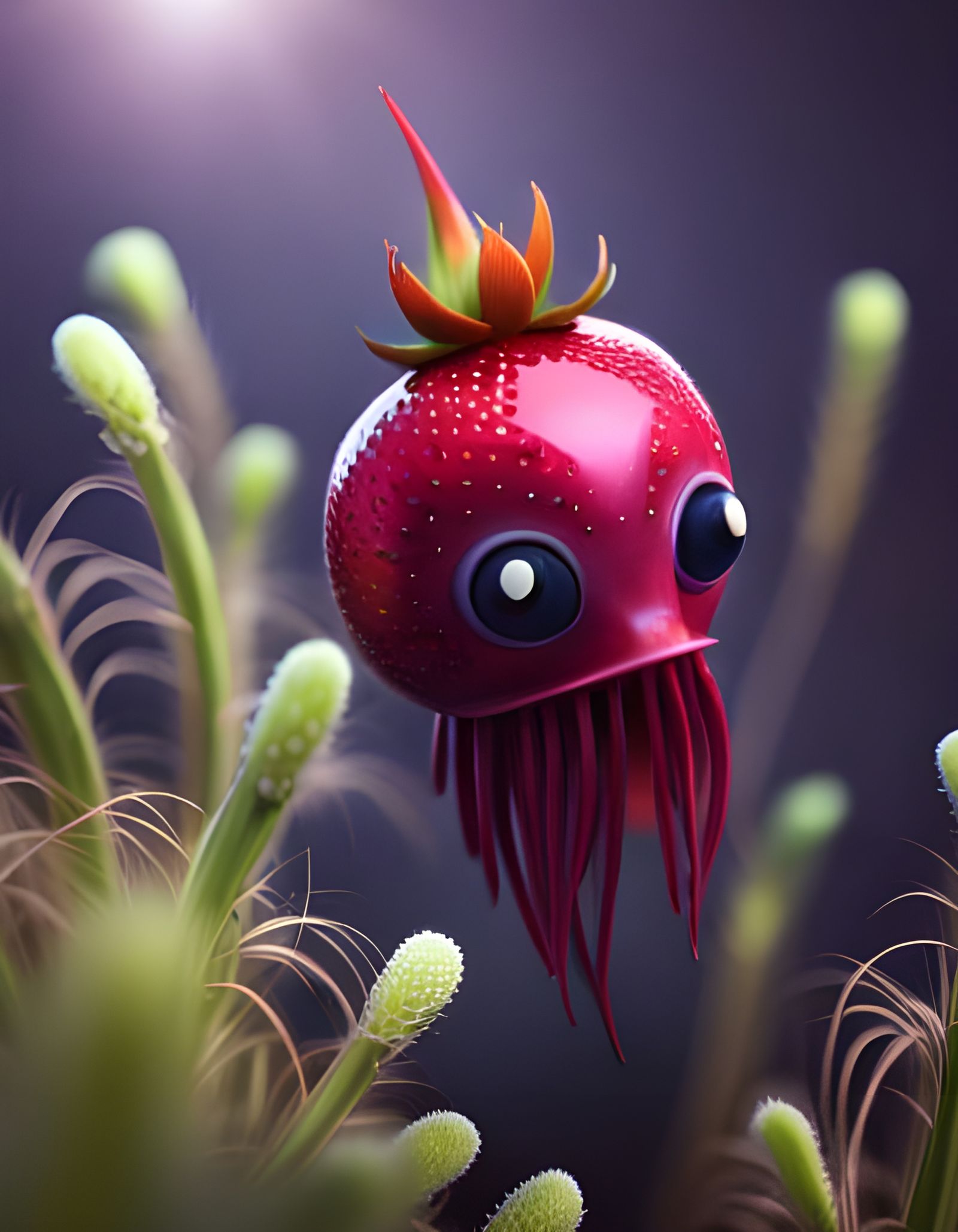 Flying Strawberry Jellyfish (Scyphozoa Volans var. Fragaria)  by @Chaonea