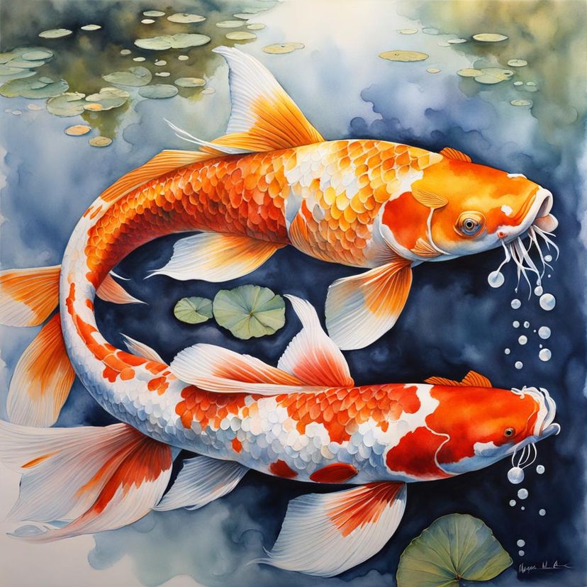 intertwined koi fish - AI Generated Artwork - NightCafe Creator