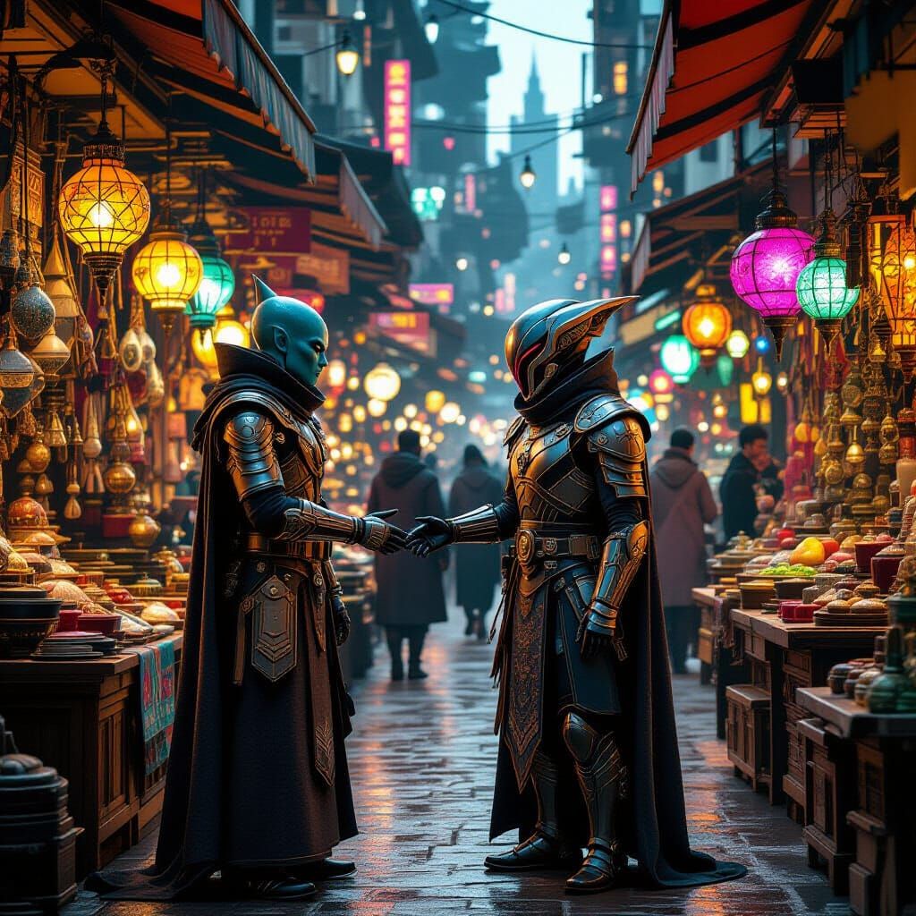 Klingonian Alien Markets brings together bustling stalls, unusual goods, and beings from across the galaxy. ...  by @IoanM