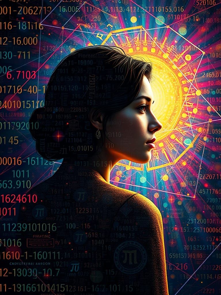 Emerging Goddess from Sacred Geometry Matrix in Surreal Illu...