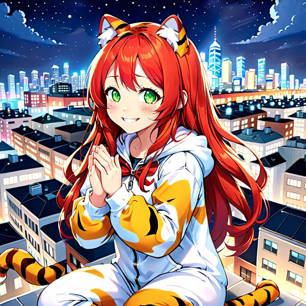 Kawaii Girl in Shibuya: A City Pop Illustration